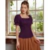 image:imageScarlet Darkness Peasant Tops for Women Vintage Puff Sleeve Square Neck Renaissance ShirtEggplant