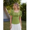 image:imageScarlet Darkness Peasant Tops for Women Vintage Puff Sleeve Square Neck Renaissance ShirtGrass Green