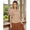 image:imageScarlet Darkness Peasant Tops for Women Vintage Puff Sleeve Square Neck Renaissance ShirtKhaki