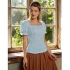image:imageScarlet Darkness Peasant Tops for Women Vintage Puff Sleeve Square Neck Renaissance ShirtLight Blue