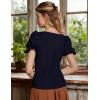 image:imageScarlet Darkness Peasant Tops for Women Vintage Puff Sleeve Square Neck Renaissance ShirtNavy
