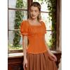 image:imageScarlet Darkness Peasant Tops for Women Vintage Puff Sleeve Square Neck Renaissance ShirtOrange
