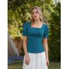 image:imageScarlet Darkness Peasant Tops for Women Vintage Puff Sleeve Square Neck Renaissance ShirtPeacock Blue