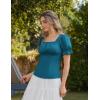 image:imageScarlet Darkness Peasant Tops for Women Vintage Puff Sleeve Square Neck Renaissance ShirtPeacock Blue
