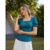 image:imageScarlet Darkness Peasant Tops for Women Vintage Puff Sleeve Square Neck Renaissance ShirtPeacock Blue
