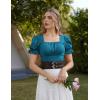 image:imageScarlet Darkness Peasant Tops for Women Vintage Puff Sleeve Square Neck Renaissance ShirtPeacock Blue