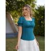 image:imageScarlet Darkness Peasant Tops for Women Vintage Puff Sleeve Square Neck Renaissance ShirtPeacock Blue
