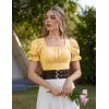 image:imageScarlet Darkness Peasant Tops for Women Vintage Puff Sleeve Square Neck Renaissance ShirtSoft Yellow