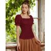 image:imageScarlet Darkness Peasant Tops for Women Vintage Puff Sleeve Square Neck Renaissance ShirtVine Red