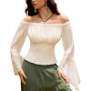 image:imageScarlet Darkness Renaissance Shirt Women Bell Sleeve Off The Shoulder Pirate Blouse Peasant Dressy TopBeige