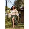 image:imageScarlet Darkness Renaissance Shirt Women Bell Sleeve Off The Shoulder Pirate Blouse Peasant Dressy TopBeige