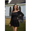 image:imageScarlet Darkness Renaissance Shirt Women Bell Sleeve Off The Shoulder Pirate Blouse Peasant Dressy TopBlack