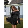 image:imageScarlet Darkness Renaissance Shirt Women Bell Sleeve Off The Shoulder Pirate Blouse Peasant Dressy TopBlack
