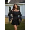 image:imageScarlet Darkness Renaissance Shirt Women Bell Sleeve Off The Shoulder Pirate Blouse Peasant Dressy TopBlack