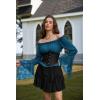 image:imageScarlet Darkness Renaissance Shirt Women Bell Sleeve Off The Shoulder Pirate Blouse Peasant Dressy TopBlue