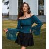 image:imageScarlet Darkness Renaissance Shirt Women Bell Sleeve Off The Shoulder Pirate Blouse Peasant Dressy TopBlue