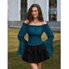 image:imageScarlet Darkness Renaissance Shirt Women Bell Sleeve Off The Shoulder Pirate Blouse Peasant Dressy TopBlue