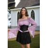 image:imageScarlet Darkness Renaissance Shirt Women Bell Sleeve Off The Shoulder Pirate Blouse Peasant Dressy TopPurple