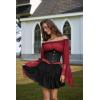 image:imageScarlet Darkness Renaissance Shirt Women Bell Sleeve Off The Shoulder Pirate Blouse Peasant Dressy TopRed
