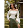 image:imageScarlet Darkness Renaissance Shirt Women Bell Sleeve Off The Shoulder Pirate Blouse Peasant Dressy TopWhite
