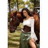 image:imageScarlet Darkness Renaissance Shirt Women Bell Sleeve Off The Shoulder Pirate Blouse Peasant Dressy TopWhite