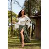 image:imageScarlet Darkness Renaissance Shirt Women Bell Sleeve Off The Shoulder Pirate Blouse Peasant Dressy TopWhite