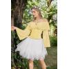 image:imageScarlet Darkness Renaissance Shirt Women Long Sleeve Off Shoulder Tops Pirate Peasant BlouseLight Yellow
