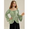 image:imageScarlet Darkness Renaissance Shirt Women Off Shoulder Bell Sleeve Tops Pirate Peasant BlouseLight Green