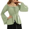 image:imageScarlet Darkness Renaissance Shirt Women Off Shoulder Bell Sleeve Tops Pirate Peasant BlouseLight Green
