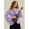 image:imageScarlet Darkness Renaissance Shirt Women Off Shoulder Bell Sleeve Tops Pirate Peasant BlouseLight Purple