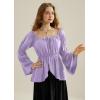 image:imageScarlet Darkness Renaissance Shirt Women Off Shoulder Bell Sleeve Tops Pirate Peasant BlouseLight Purple