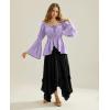 image:imageScarlet Darkness Renaissance Shirt Women Off Shoulder Bell Sleeve Tops Pirate Peasant BlouseLight Purple
