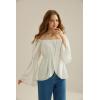 image:imageScarlet Darkness Renaissance Shirt Women Off Shoulder Bell Sleeve Tops Pirate Peasant BlouseWhite