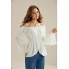 image:imageScarlet Darkness Renaissance Shirt Women Off Shoulder Bell Sleeve Tops Pirate Peasant BlouseWhite