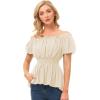 image:imageScarlet Darkness Renaissance Shirt Women Off Shoulder Short Sleeve Tops Summer Peasant Pirate Shirt Peplum Blouse Light Yellow XXL