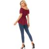 image:imageScarlet Darkness Renaissance Shirt Women Off Shoulder Short Sleeve Tops Summer Peasant Pirate Shirt Peplum Blouse Wine Red L