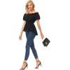 image:imageScarlet Darkness Renaissance Shirt Women Off Shoulder Short Sleeve Tops Summer Peasant Pirate Shirt Peplum BlouseBlack