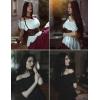 image:imageScarlet Darkness Renaissance Shirt Women Off Shoulder Short Sleeve Tops Summer Peasant Pirate Shirt Peplum BlouseDark Green