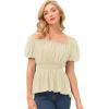image:imageScarlet Darkness Renaissance Shirt Women Off Shoulder Short Sleeve Tops Summer Peasant Pirate Shirt Peplum BlouseLight Apricot