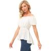image:imageScarlet Darkness Renaissance Shirt Women Off Shoulder Short Sleeve Tops Summer Peasant Pirate Shirt Peplum BlouseWhite