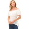 image:imageScarlet Darkness Renaissance Shirt Women Off Shoulder Short Sleeve Tops Summer Peasant Pirate Shirt Peplum BlouseWhite
