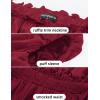 image:imageScarlet Darkness Renaissance Shirt Women Off Shoulder Short Sleeve Tops Summer Peasant Pirate Shirt Peplum BlouseWine Red