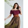 image:imageScarlet Darkness Renaissance Shirt Women Summer Off Shoulder Short Sleeve Peasant TopsWine Red