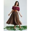 image:imageScarlet Darkness Renaissance Shirt Women Summer Off Shoulder Short Sleeve Peasant TopsWine Red