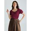 image:imageScarlet Darkness Renaissance Shirt Women Summer Off Shoulder Short Sleeve Peasant TopsWine Red