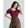 image:imageScarlet Darkness Renaissance Shirt Women Summer Off Shoulder Short Sleeve Peasant TopsWine Red