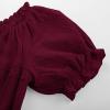 image:imageScarlet Darkness Renaissance Shirt Women Summer Off Shoulder Short Sleeve Peasant TopsWine Red