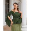 image:imageScarlet Darkness Renaissance Shirt for Women Bell Sleeve Peasant Tops and BlouseOlive Green