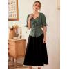 image:imageScarlet Darkness Renaissance Shirts for Women Summer Plus Size Laceup TopsGreen Gray