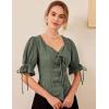 image:imageScarlet Darkness Renaissance Shirts for Women Summer Plus Size Laceup TopsGreen Gray